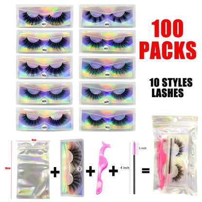 Mink Eyelashes Set Natural Fluffy Dramatic Wispy Make up Mink Lashes Wholesale Faux Cils Lash Packaging False Lashes Packs