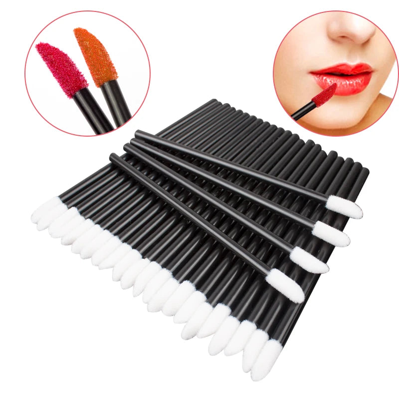 50/100Pcs Makeup Lip Brush Disposable Lip Glossy Wands Applicators Cleaner Brushes Makeup Tools Lipstick Mascara Wands