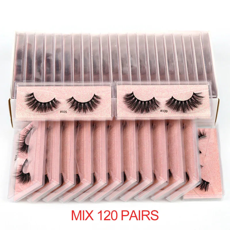 Wholesale Items Lashes Eye Bulk 4/50/100 PCS Natural Long False Eyelashse Fluffy Faux 3D Mink Lashes Vendor Soft Thick Handmade