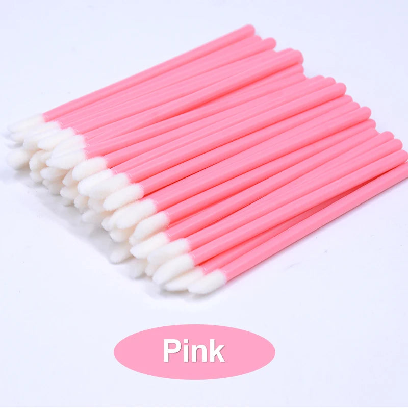 50Pcs Disposable Lip Brush Makeup Mascara Wands Solid Stick Lipgloss Lipstick Brushes Micro Beauty Applicators Wands