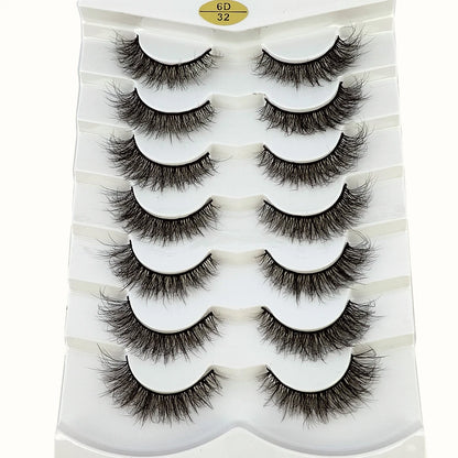 Mink Lashes Natural Look False Eyelashes Wispy Cat Eye Lashes Fluffy 3D Mink Lashes Natural Fake Lashes Strip Lashes Pack 7Pairs